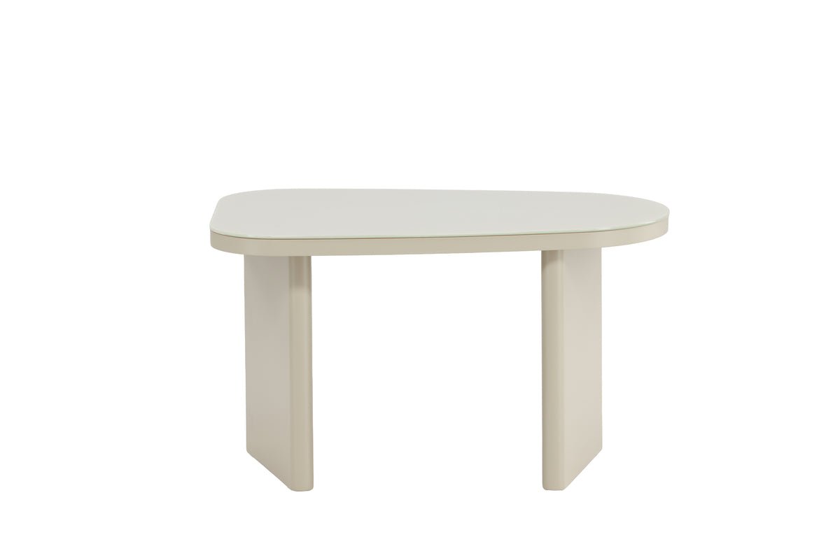Salontafel/zijtafel Sonaro – 70 × 45 cm in Beige met glazen blad