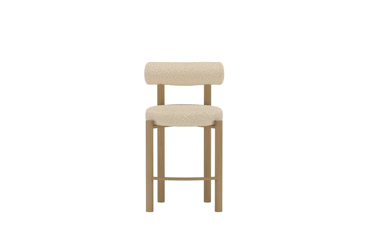 Set de 2 tabourets de bar Timo en Blanc avec structure en acier et aspect bois