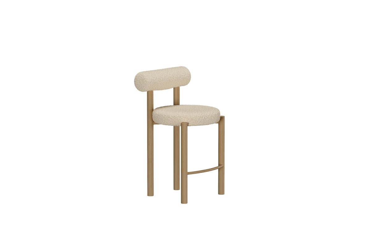 Set de 2 tabourets de bar Timo en Blanc avec structure en acier et aspect bois