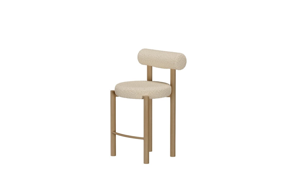 Set de 2 tabourets de bar Timo en Blanc avec structure en acier et aspect bois