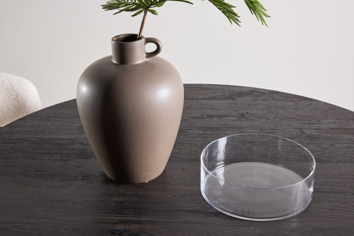 Esstisch Agesta - runder Esstisch mit Tischplatte in Hellgrau, Mokka und Schwarz