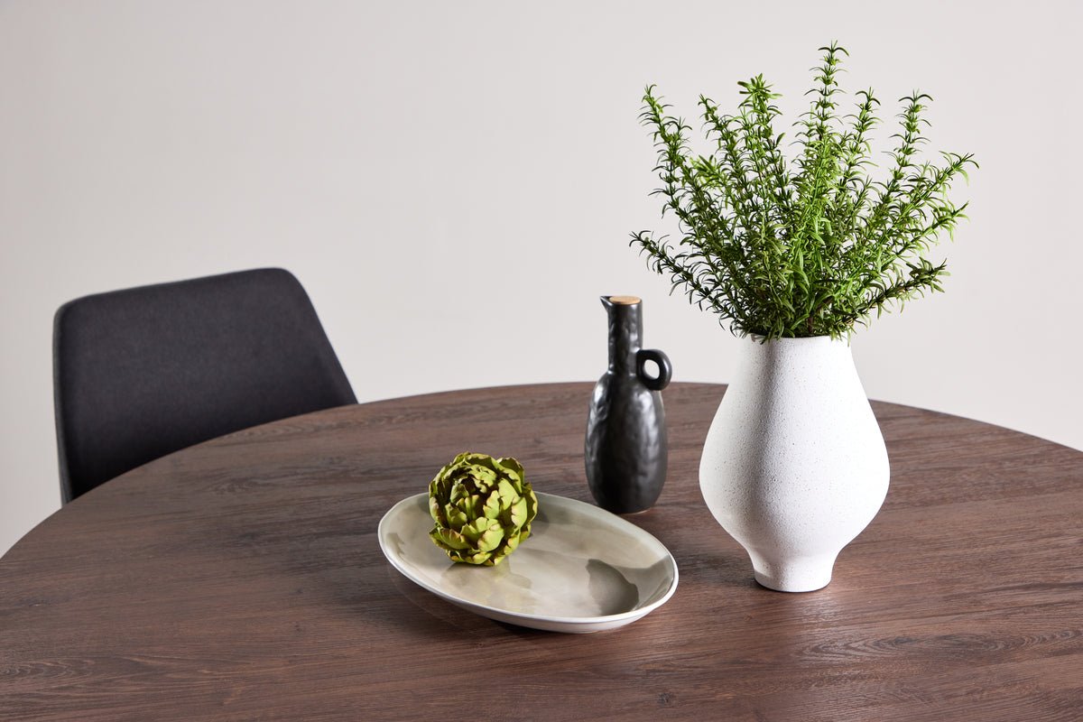 Esstisch Agesta - runder Esstisch mit Tischplatte in Hellgrau, Mokka und Schwarz