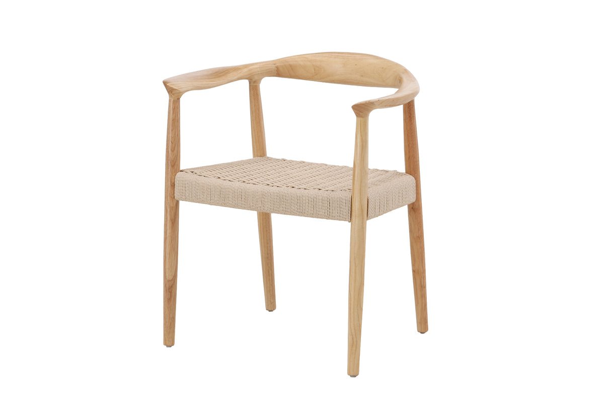 Ensemble de 2 - Chaise Leli en bois d'hévéa et tressage en corde