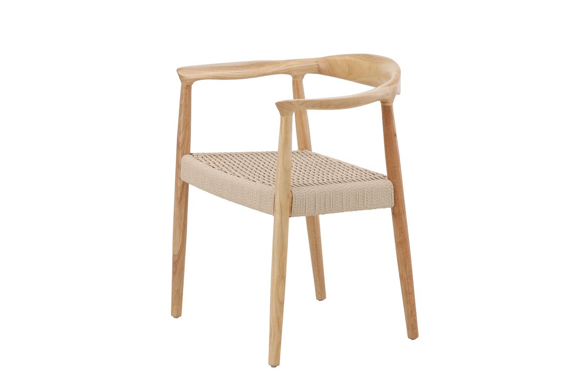 Ensemble de 2 - Chaise Leli en bois d'hévéa et tressage en corde
