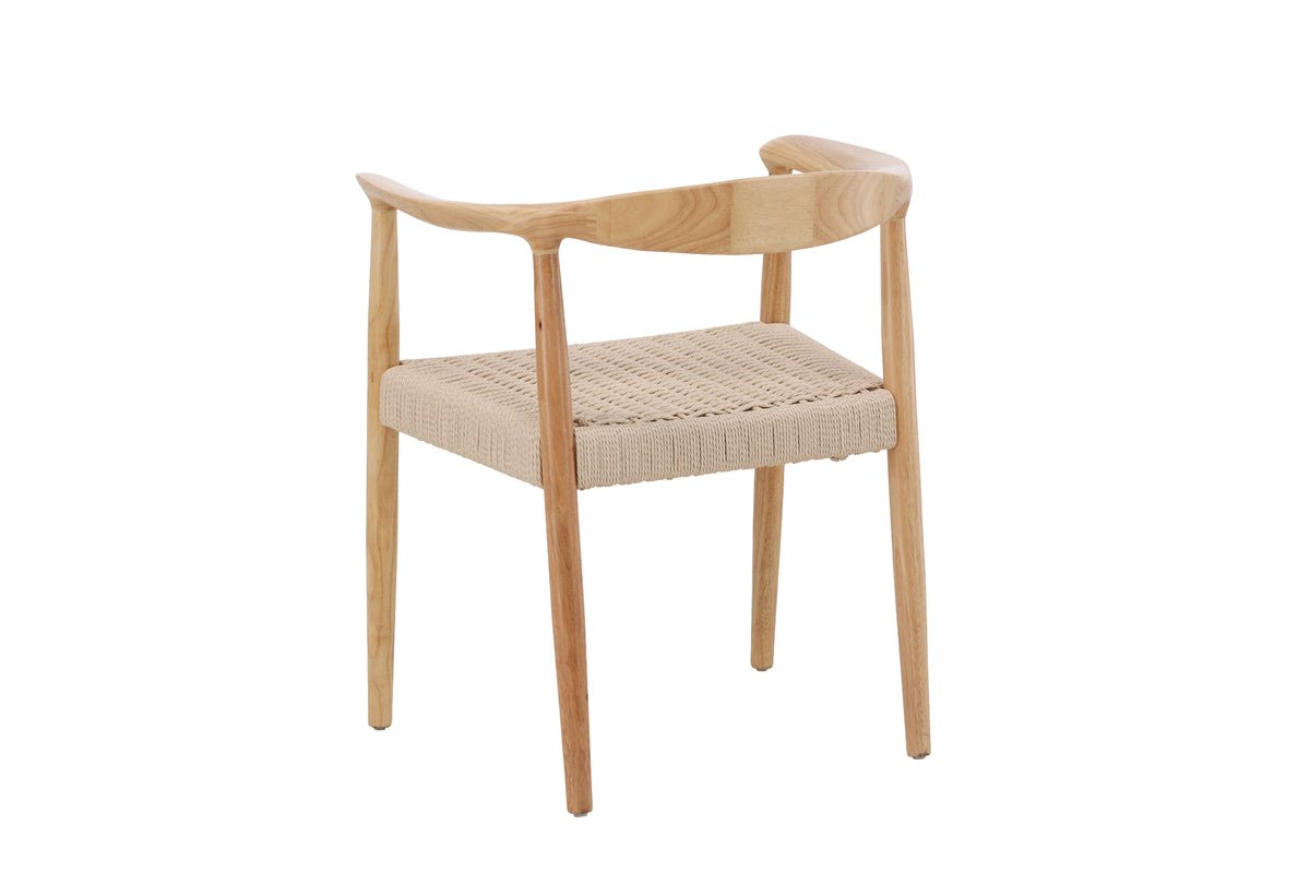 Ensemble de 2 - Chaise Leli en bois d'hévéa et tressage en corde