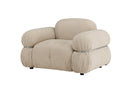 Fauteuil lounge design Mika – Beige, rembourrage velouté avec détails chromés