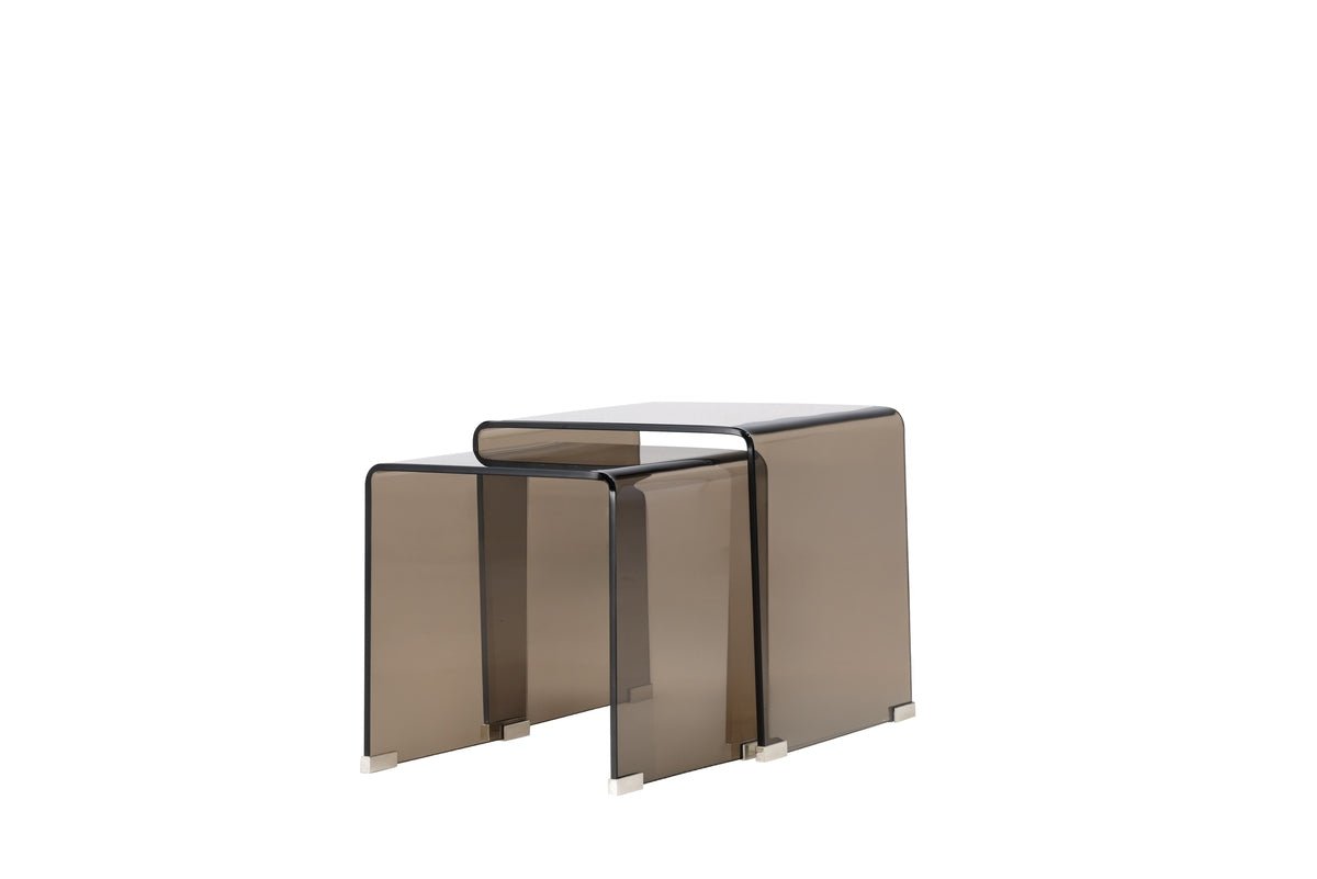 Bijzettafel Isaro - 2-delige set van bruin glas