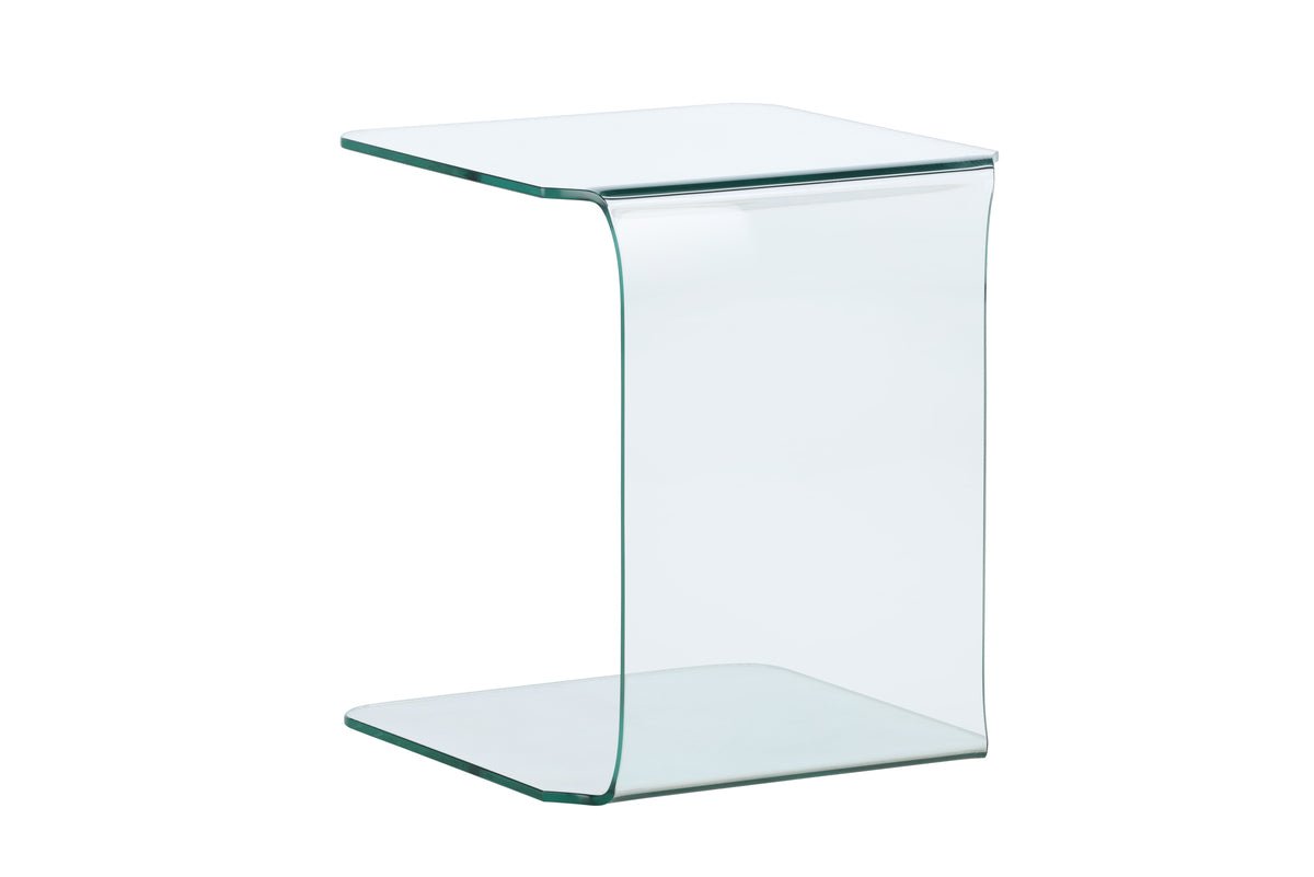 Table d'appoint Vetro – 45 × 45 cm en verre clair
