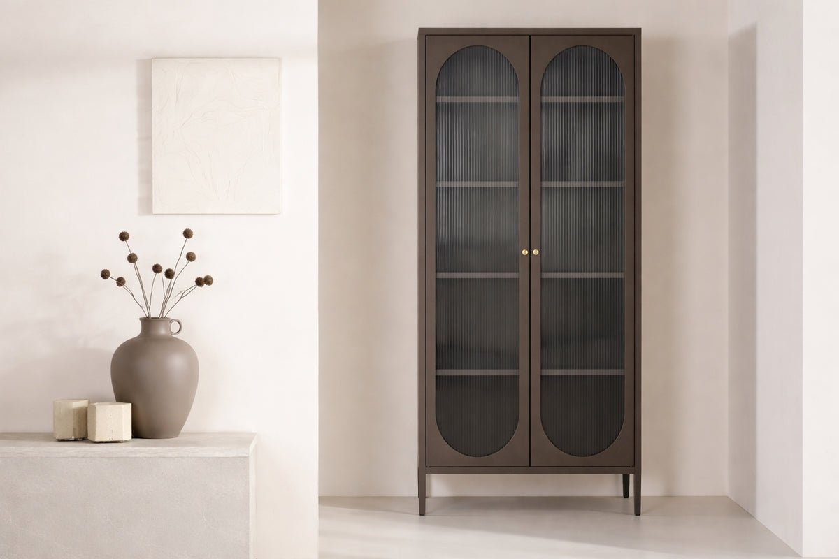 Vitrine Belano - Avec 2 portes et verre ondulé