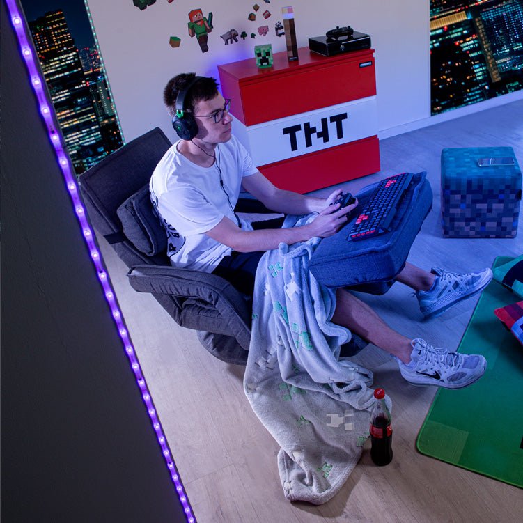 Couverture douillette Minecraft « Glow » – avec effet phosphorescent et polaire doux