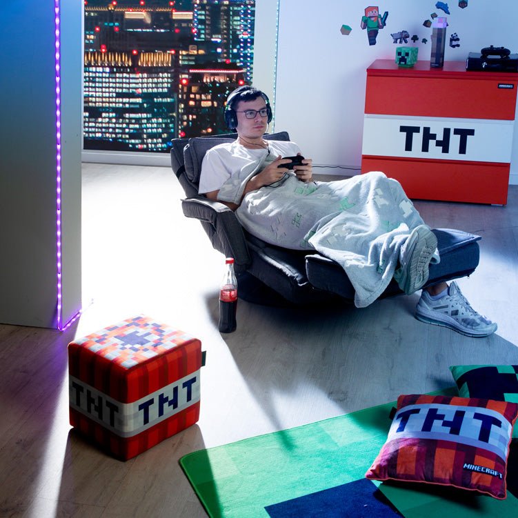 Couverture douillette Minecraft « Glow » – avec effet phosphorescent et polaire doux