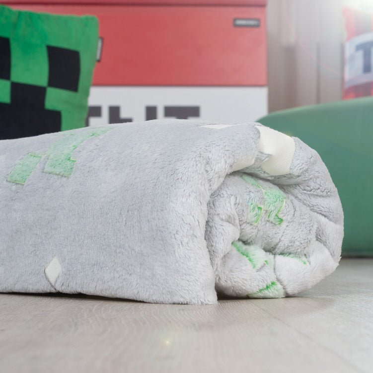 Couverture douillette Minecraft « Glow » – avec effet phosphorescent et polaire doux
