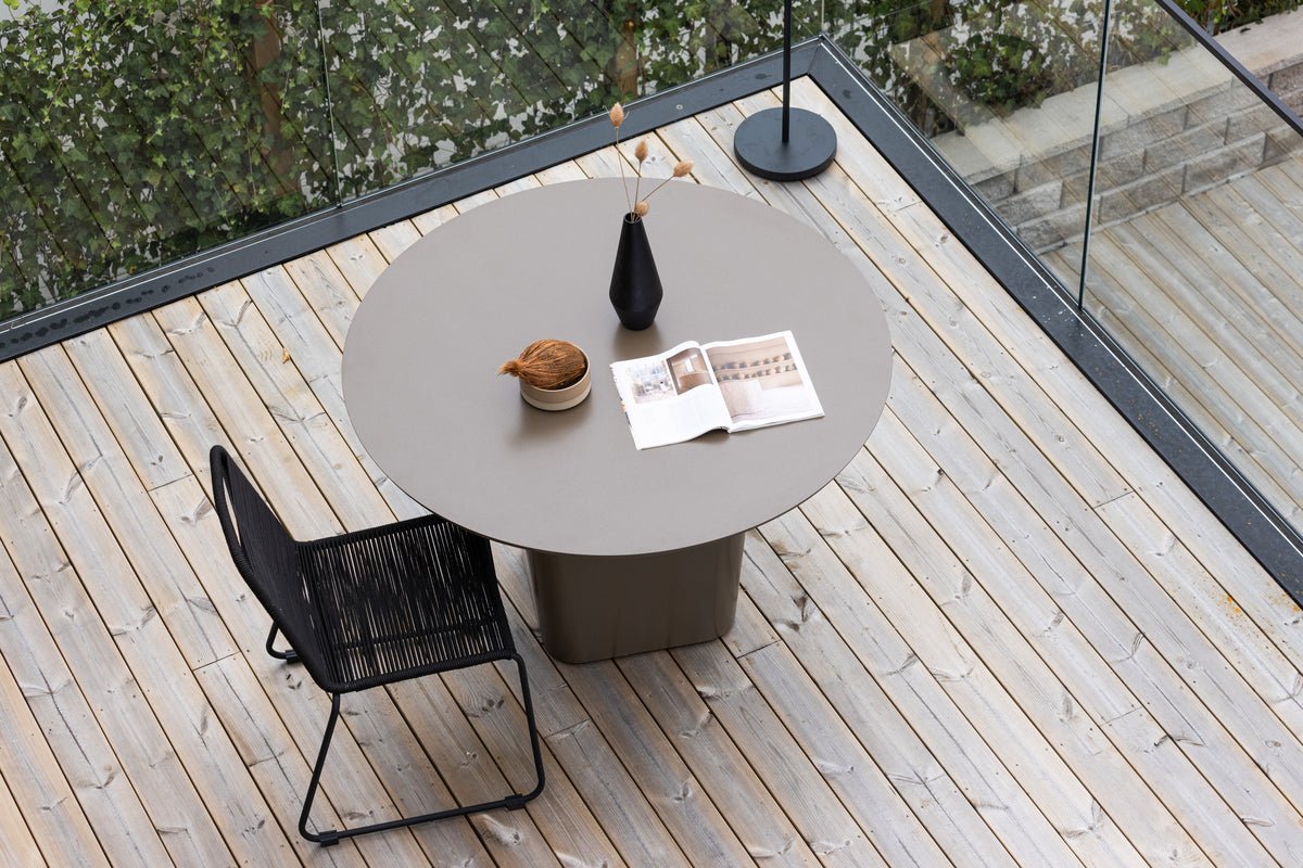 Table à manger de jardin Calma - Ø 120 cm en aluminium brun