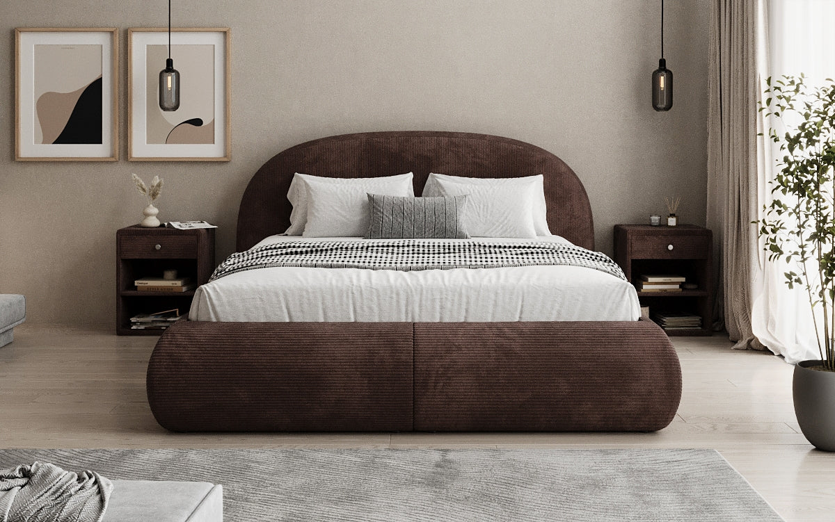 Designer Polsterbett Loop in Cord mit Stauraum
