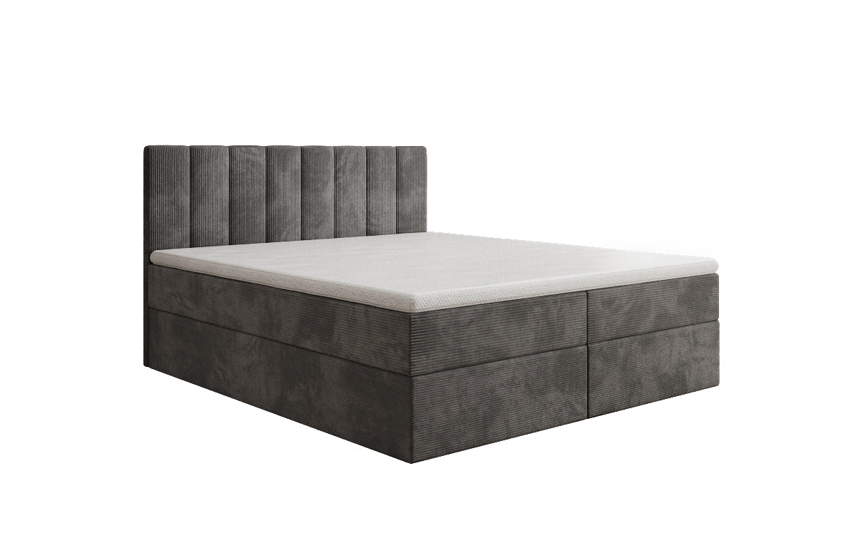 Lit boxspring Sofia en Côtelé avec espace de rangement