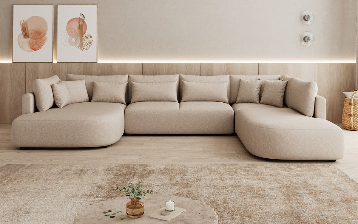 Designer Sofa Ando - Wohnlandschaft in Strukturstoff