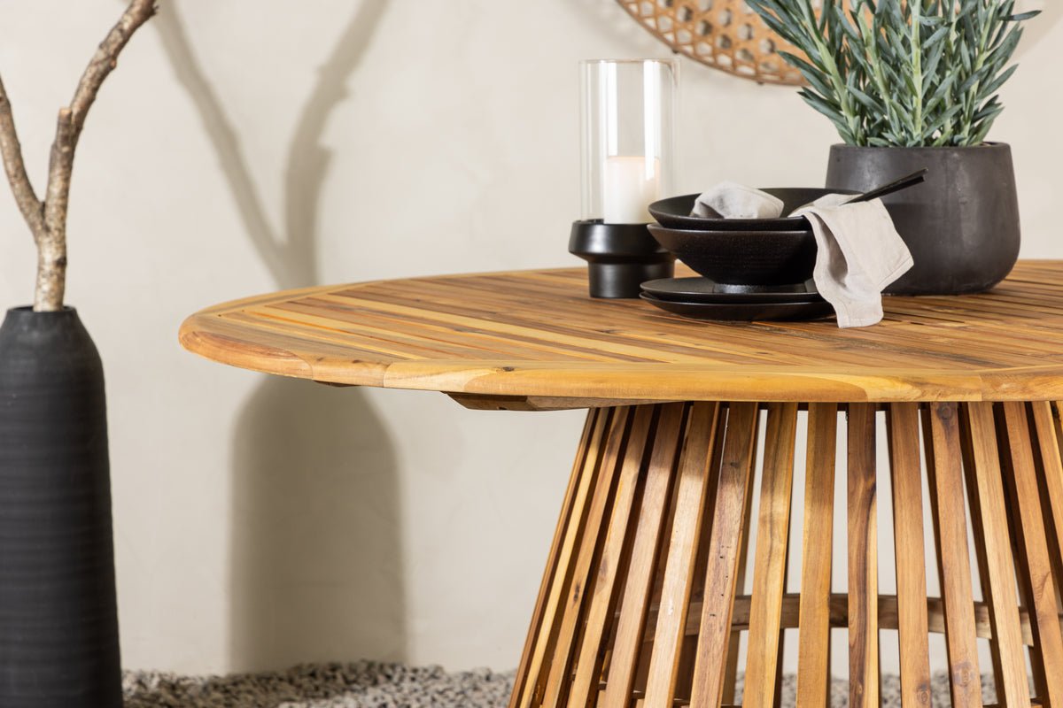 Tuin Eettafel Aurelia - Ø 150cm van Acaciahout in Natuurlijke Look