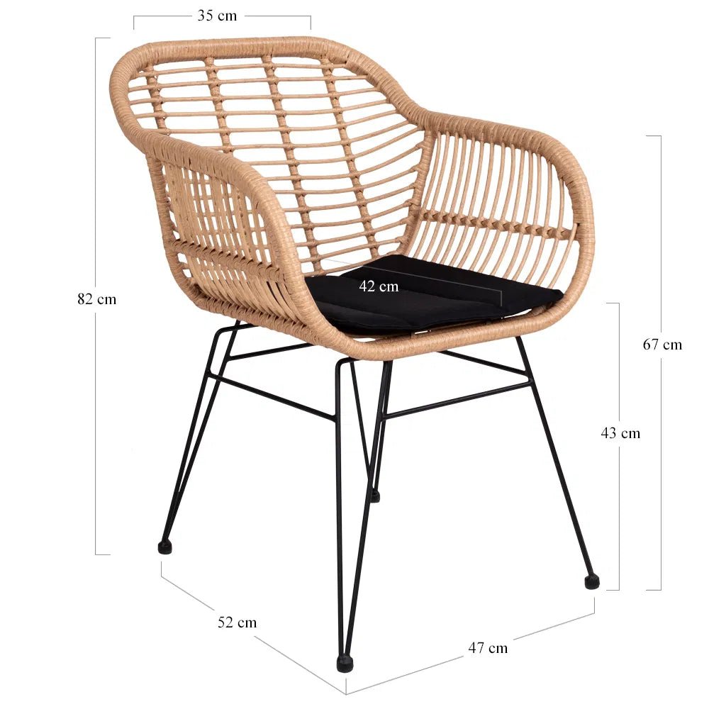 Lot de 2 - Chaise de jardin Firenze Nature en acier/polyrotin