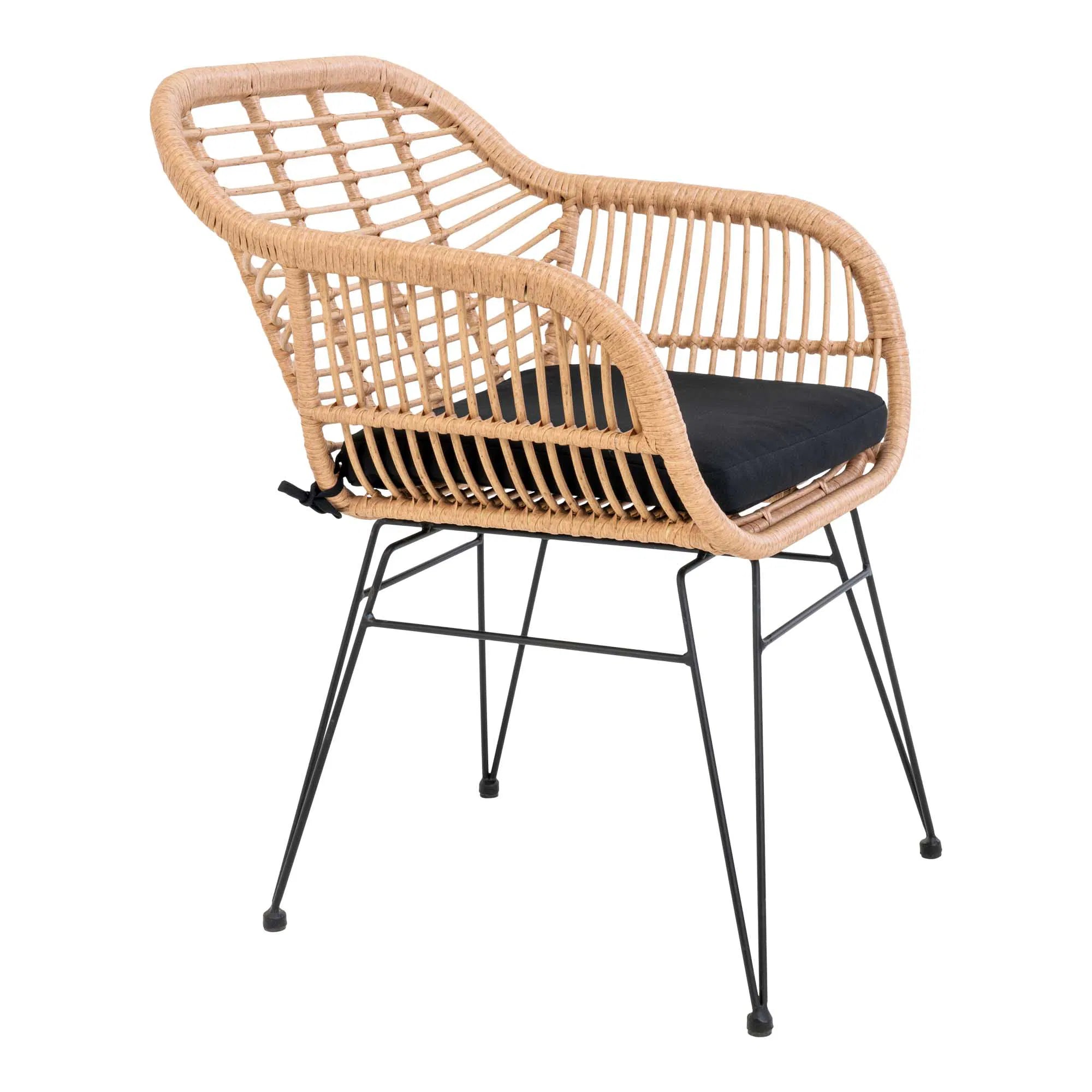 Lot de 2 - Chaise de jardin Firenze Nature en acier/polyrotin