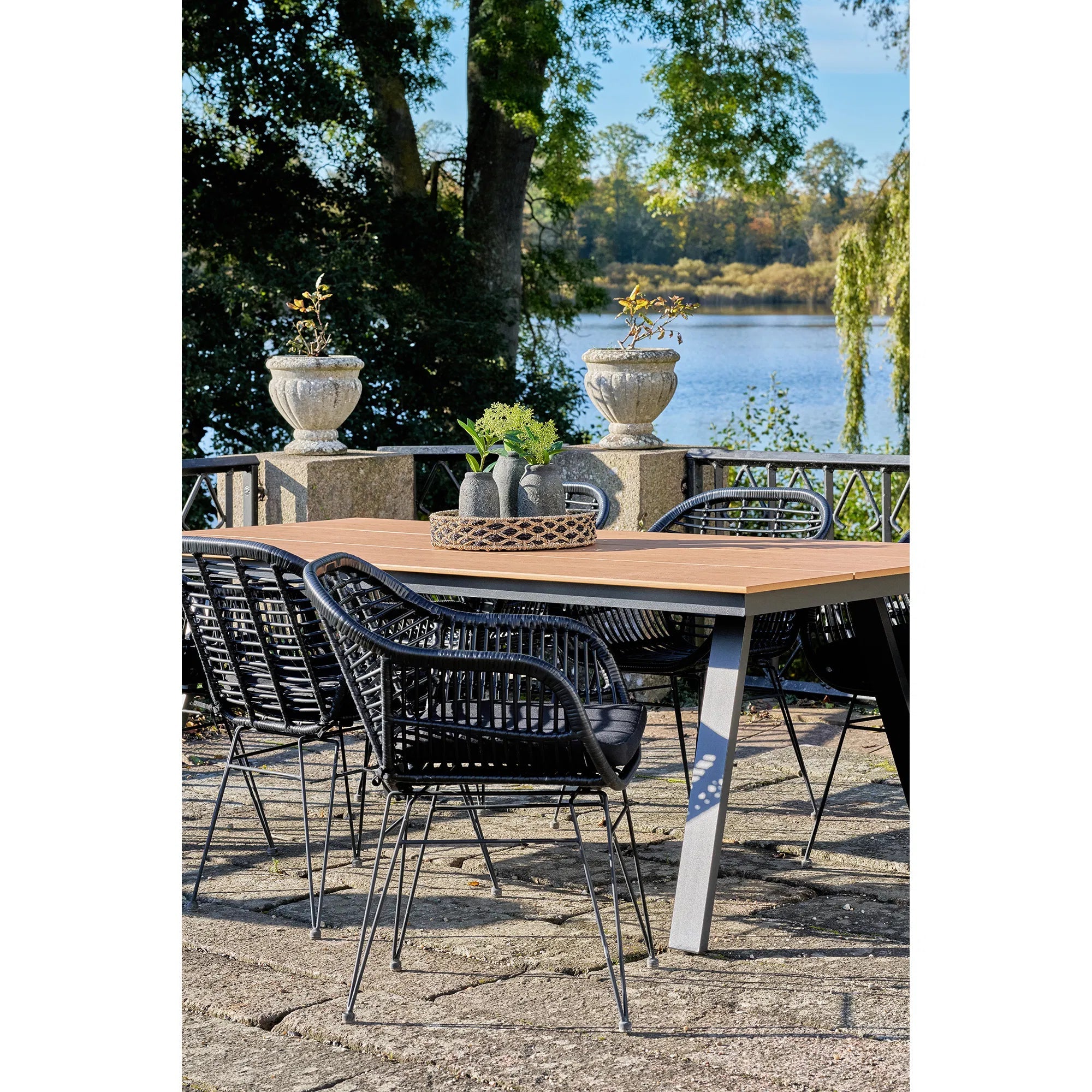 Lot de 2 - Chaise de jardin Firenze Noir en acier/polyrotin