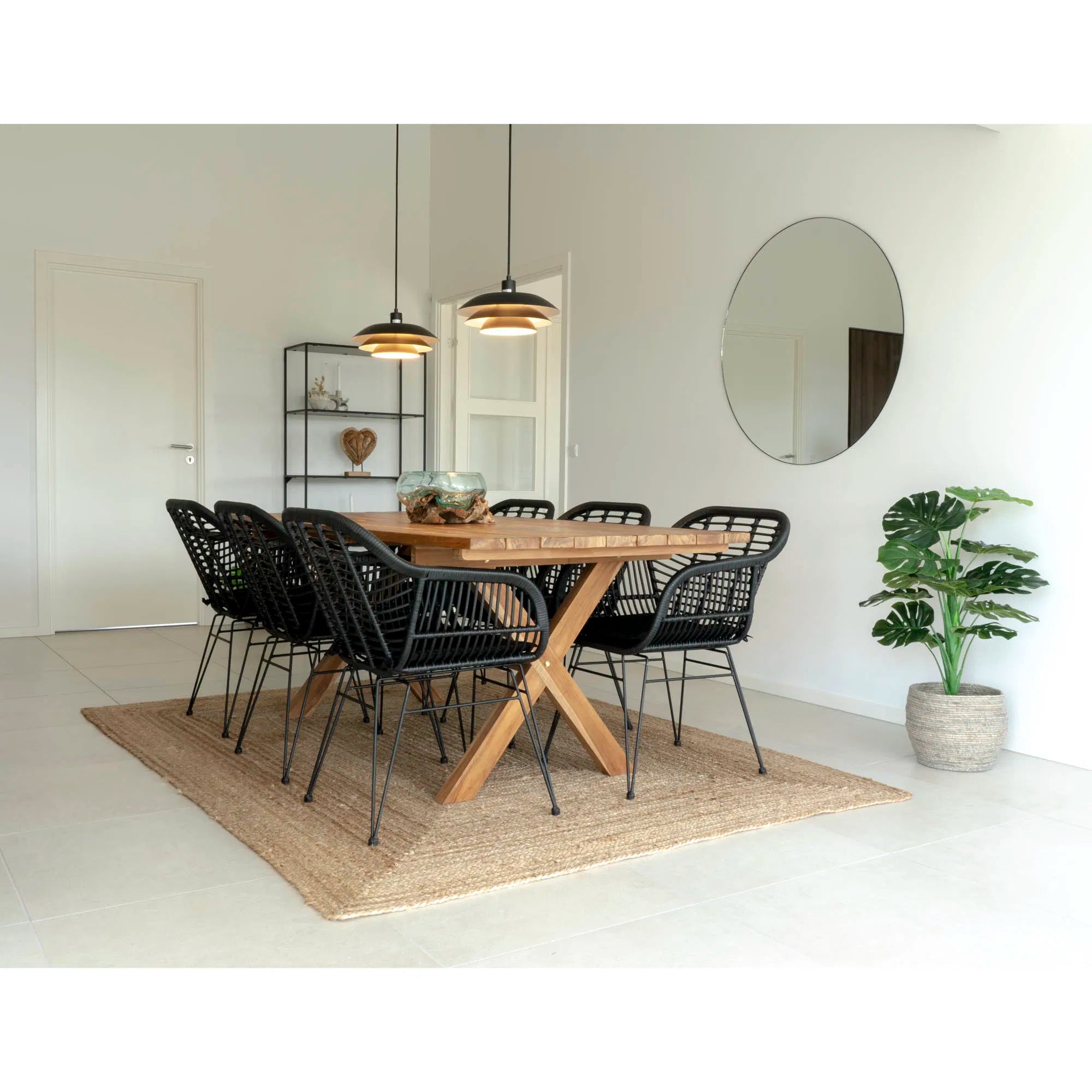 Lot de 2 - Chaise de jardin Firenze Noir en acier/polyrotin