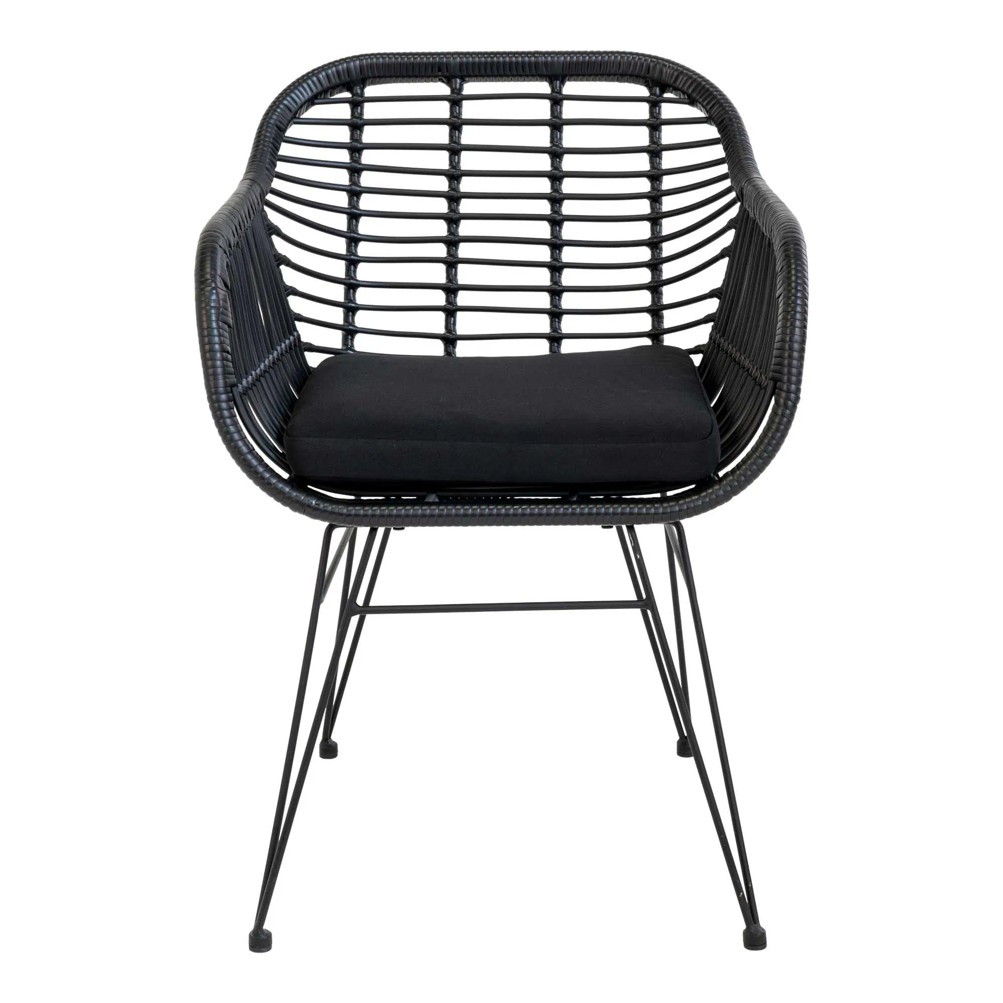 Lot de 2 - Chaise de jardin Firenze Noir en acier/polyrotin