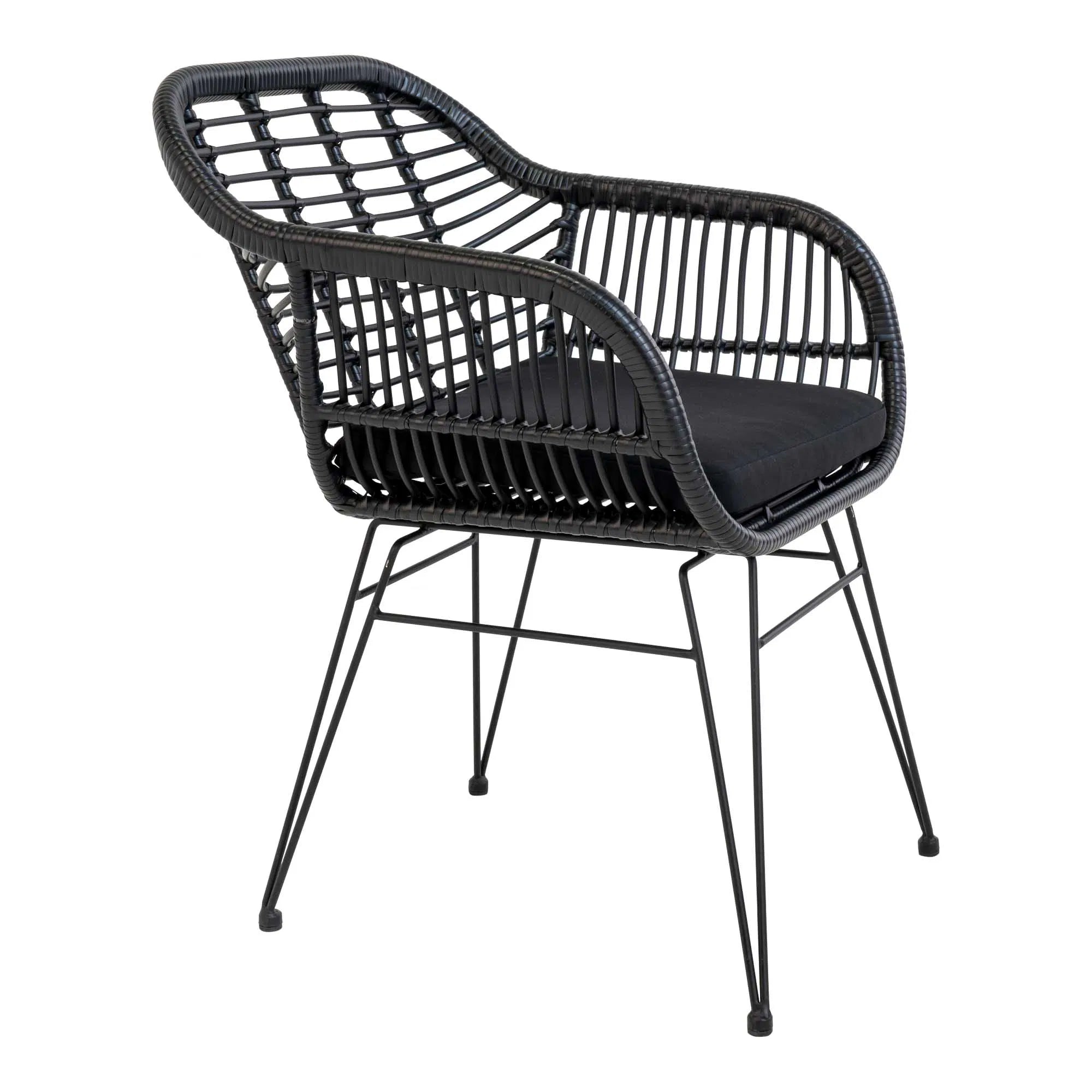 Lot de 2 - Chaise de jardin Firenze Noir en acier/polyrotin