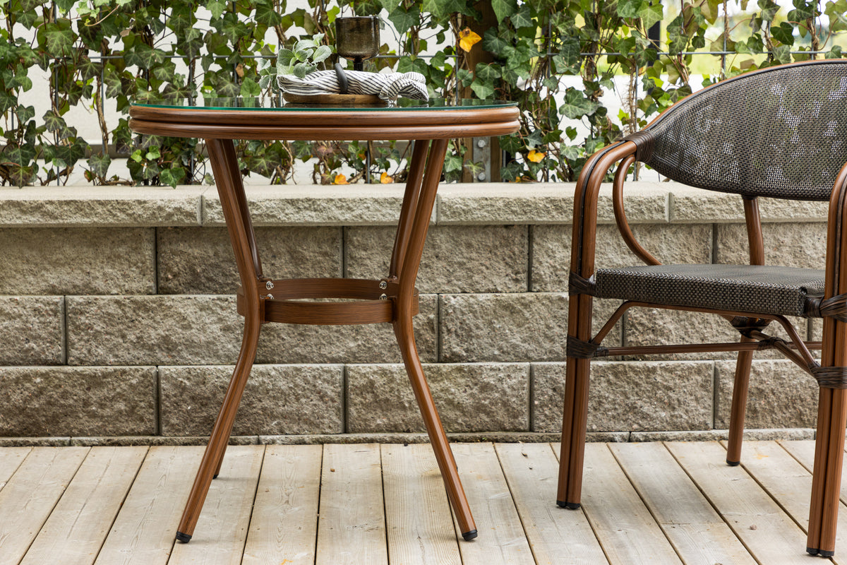 Salontafel Simon - Ø70 met bruin tafelblad