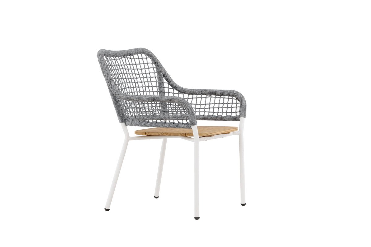 Garten- Loungesessel Amore - In Grau mit einer Sitzfläche aus Teakholz