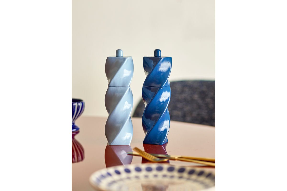 Moulin à sel et poivre Omve – Bois laqué bleu au design moderne (lot de 2)