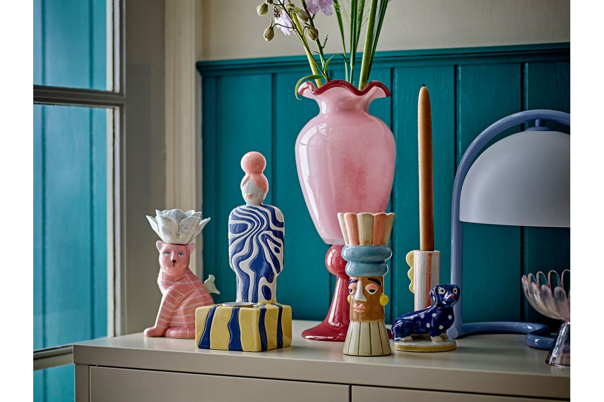 Porte-bougie Suri – Figurine peinte à la main avec motif tourbillonnant