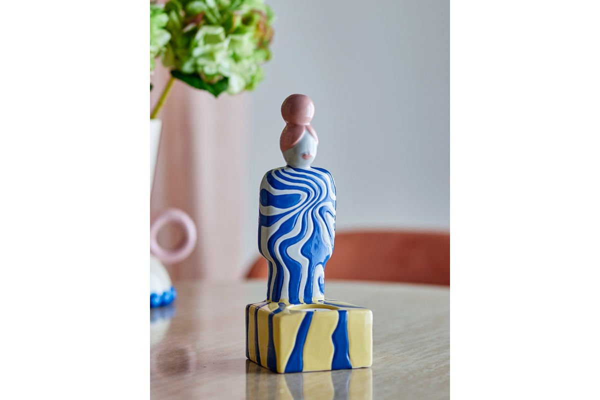 Porte-bougie Suri – Figurine peinte à la main avec motif tourbillonnant