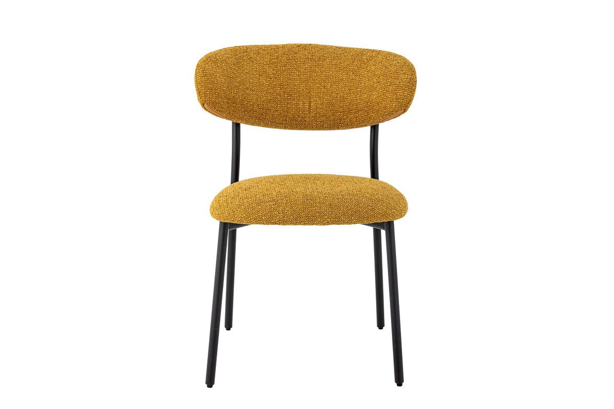 Chaise de salle à manger Felix – rembourrage en chenille de couleur jaune chaud
