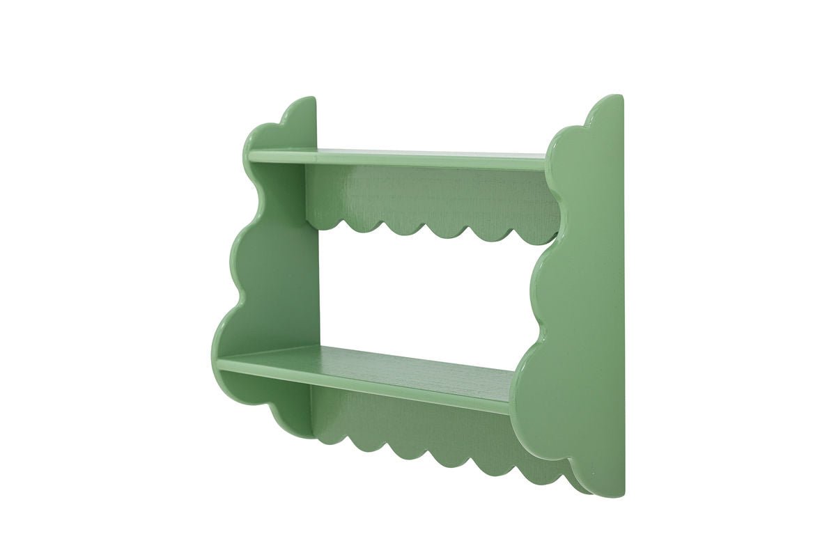 Étagère Afin – Étagère en bois laqué de couleur verte sobre