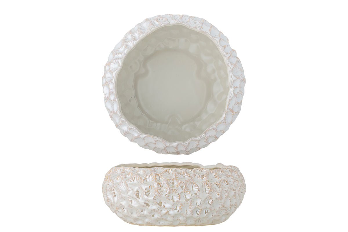 Coupe Noemi – Coupe en pierre blanche avec bord sculptural en forme de coquillage