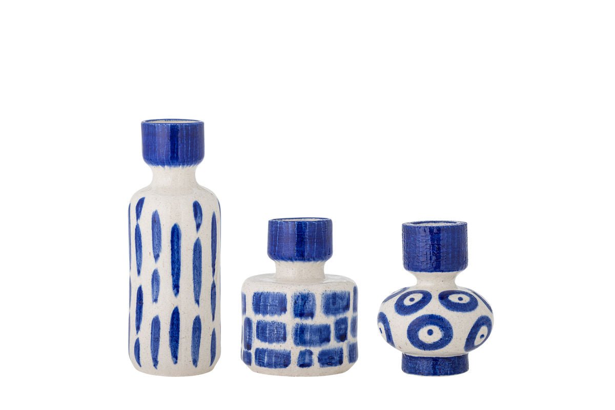 Ensemble de vases « Bluvia » – Vases en grès bleu (3 pièces)