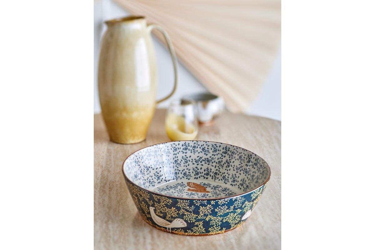 Coupe Bindy – coupe en grès peinte à la main avec motif d'oiseau