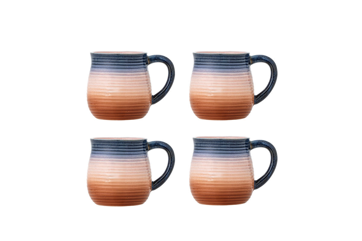 Ensemble de tasses Gabi – Tasses en grès côtelées avec dégradé de couleur doux (lot de 4)