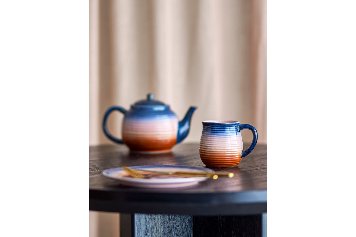 Ensemble de tasses Gabi – Tasses en grès côtelées avec dégradé de couleur doux (lot de 4)