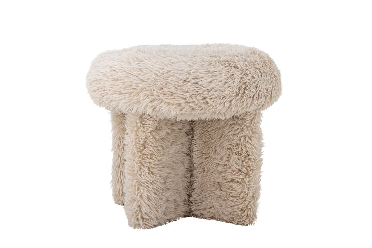 Bijzetkruk Puffipuff – zachte bekleding in warme beige tint