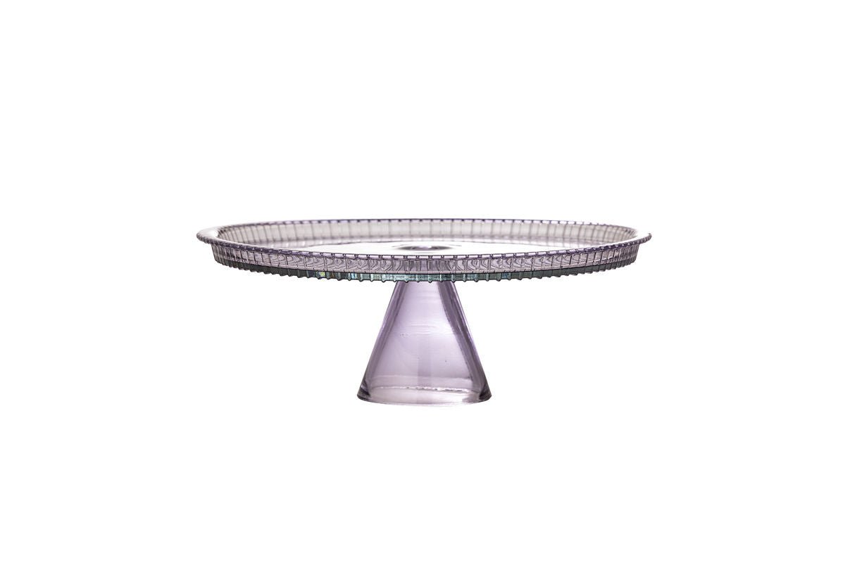 Assiette à gâteau Liréa avec cloche en verre – dégradé avec fine nervure