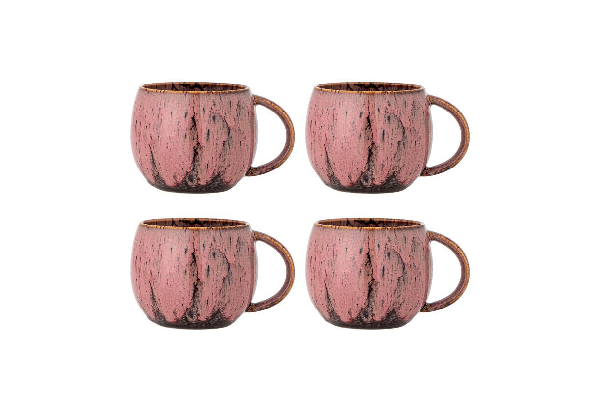 Bekerset Melal – Roze, vervaardigd uit steengoed (4-delig)