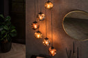 Suspension Seraphis – 6 luminaires en gradation dans la combinaison de couleurs de métal or, cuivre et chrome