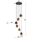 Suspension Seraphis – 6 luminaires en gradation dans la combinaison de couleurs de métal or, cuivre et chrome
