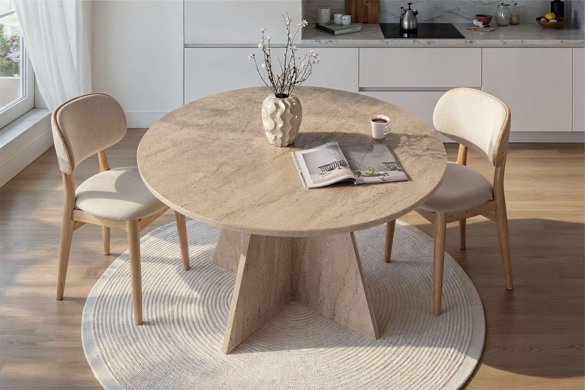 Table à manger Selara - avec plateau de table épais de 25 mm, diamètre Ø 120 cm