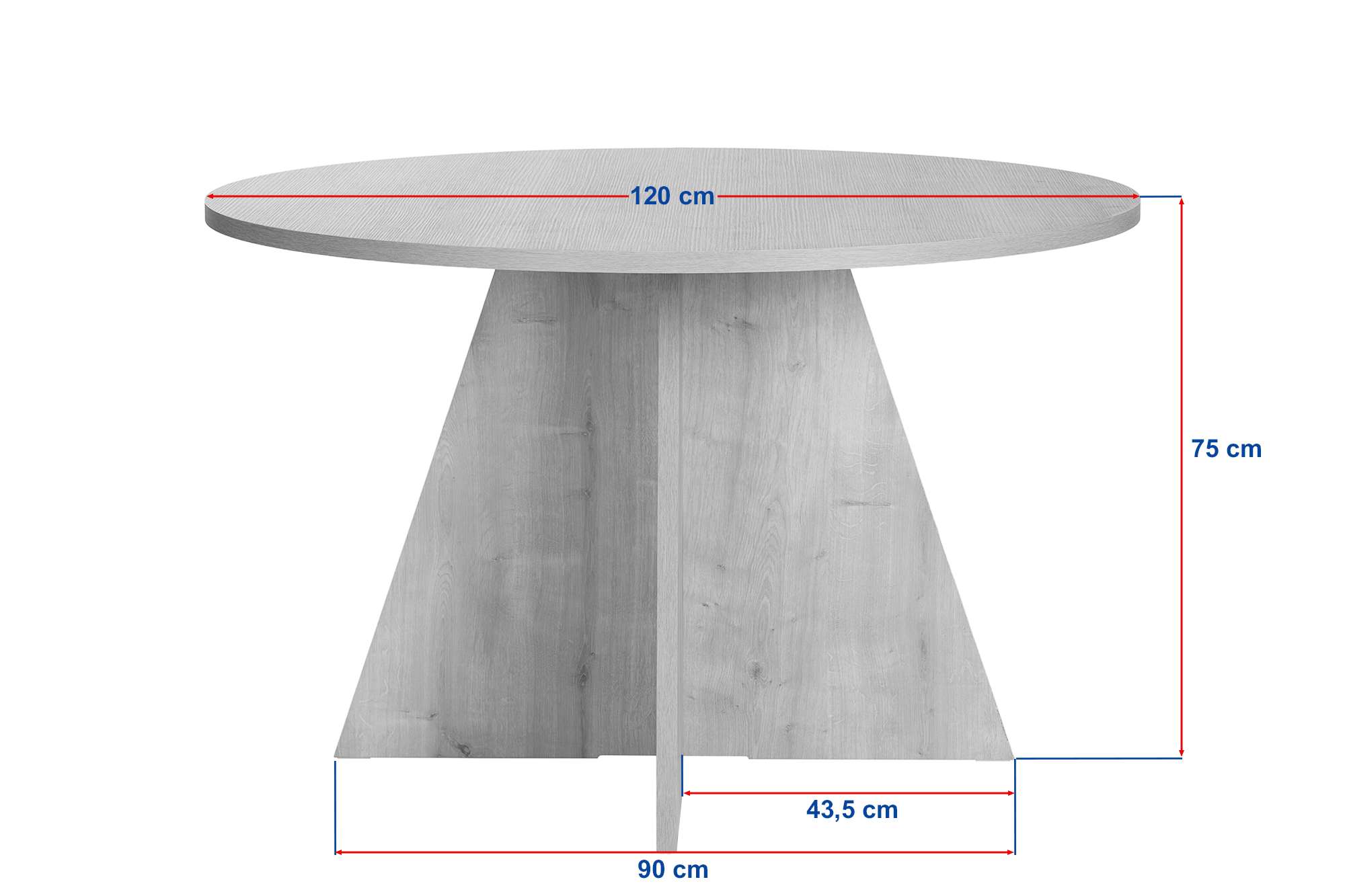 Table à manger Selara - avec plateau de table épais de 25 mm, diamètre Ø 120 cm