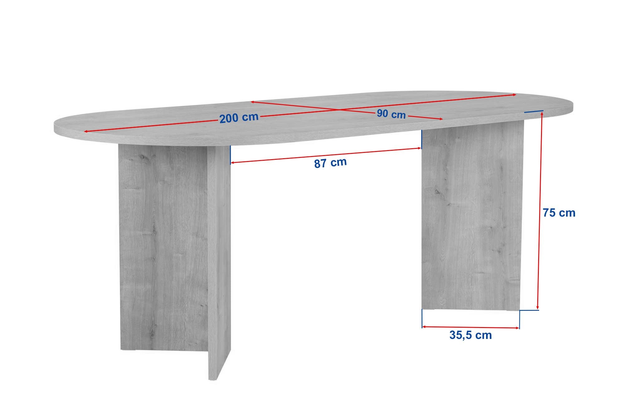 Table à manger Taverna - en aspect pierre ou noyer
