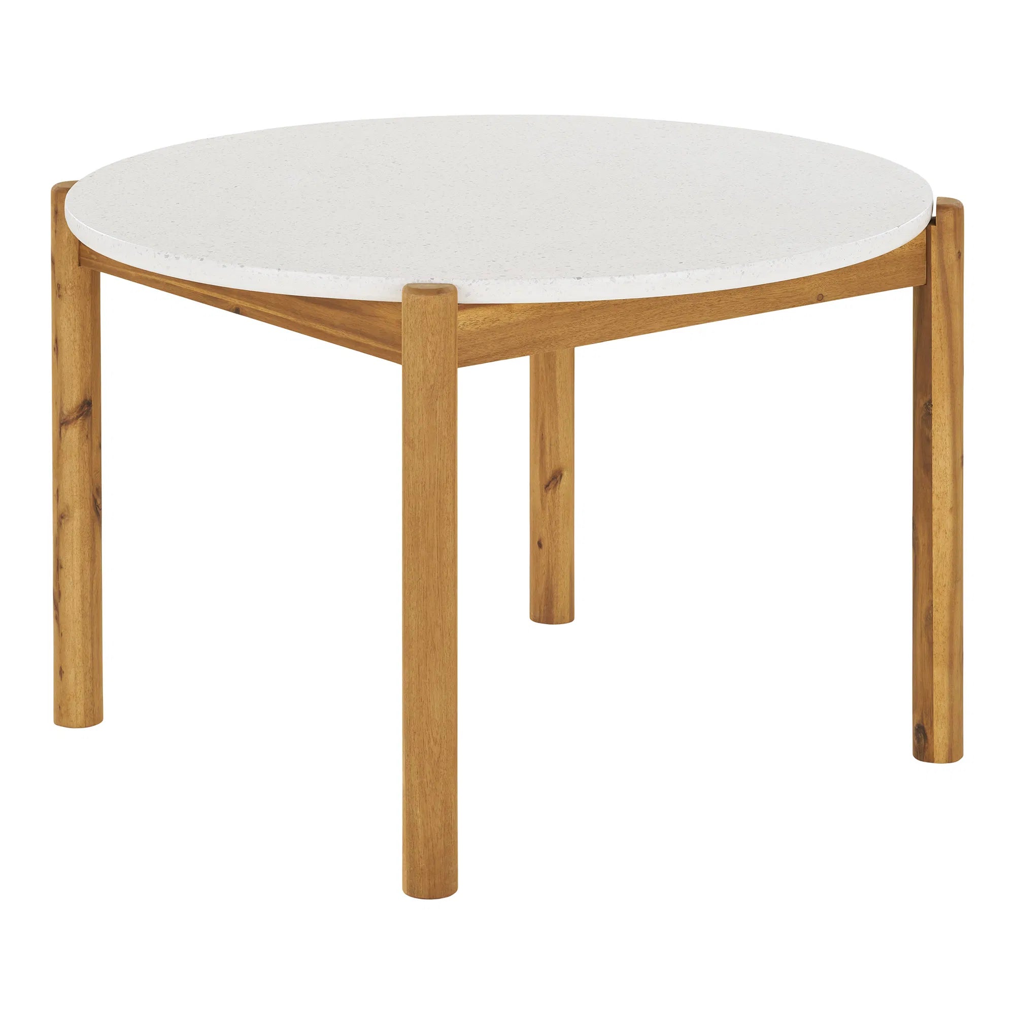Garten Esstisch Lisa – Akazie & Terrazzo en Naturel/Blanc, ø120 cm
