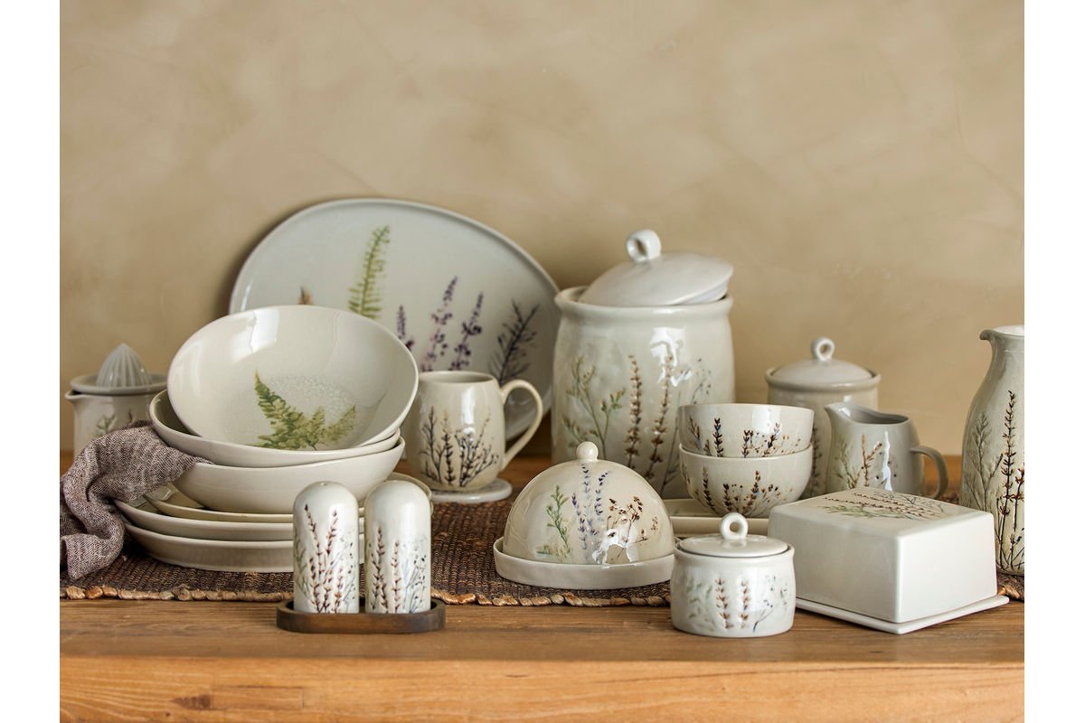 Plateau de service Céloria - en grès - motif floral