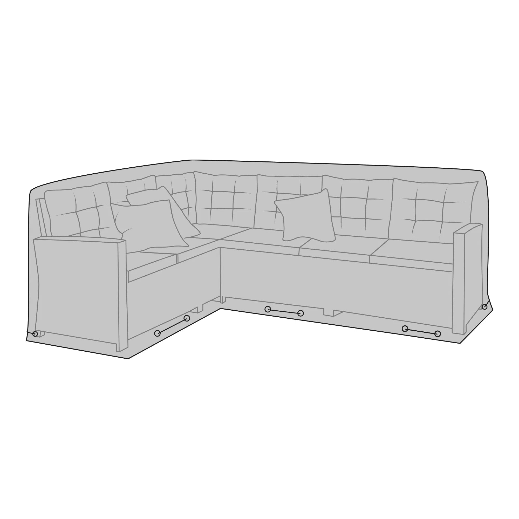 Veltano™ Protective Cover for Corner Lounge – Adjustable Protection for L-shaped Sofa Sets (up to 252 × 252 cm)